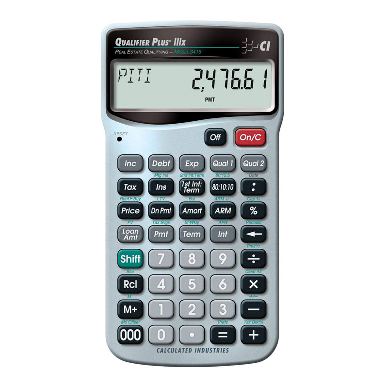 Calculated Industries 3415 Qualifier Plus IIIx Advanced Real Estate Mortgage Finance Calculator | Simple Operation | Buyer Pre-Qualifying | Solves Payments, Amortization, ARMs, Combos, FHA, VA, More