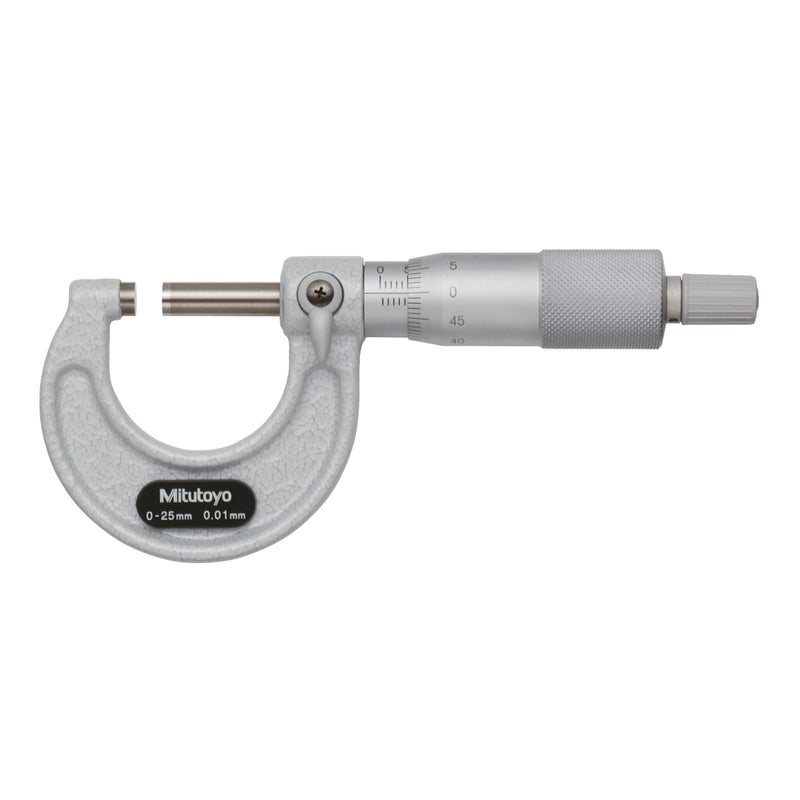 Mitutoyo 103-137 0-25mm x 0.01mm Ratchet Stop Outside Micrometer | 0.01 mm reading, carbide, case 25 mm