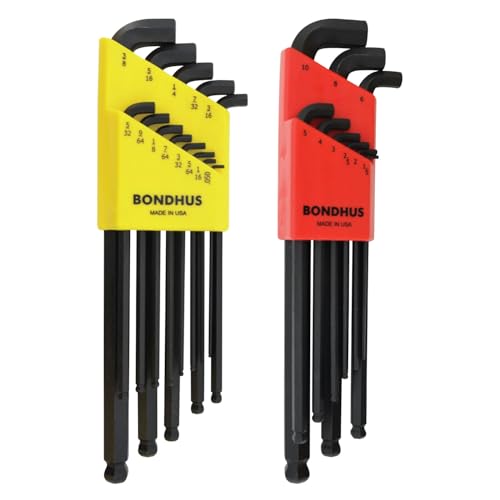 Bondhus 20599 0.050-3/8" & 1.5-10mm Stubby Ball End Hex Key DoublePK Hex Key Double Pack