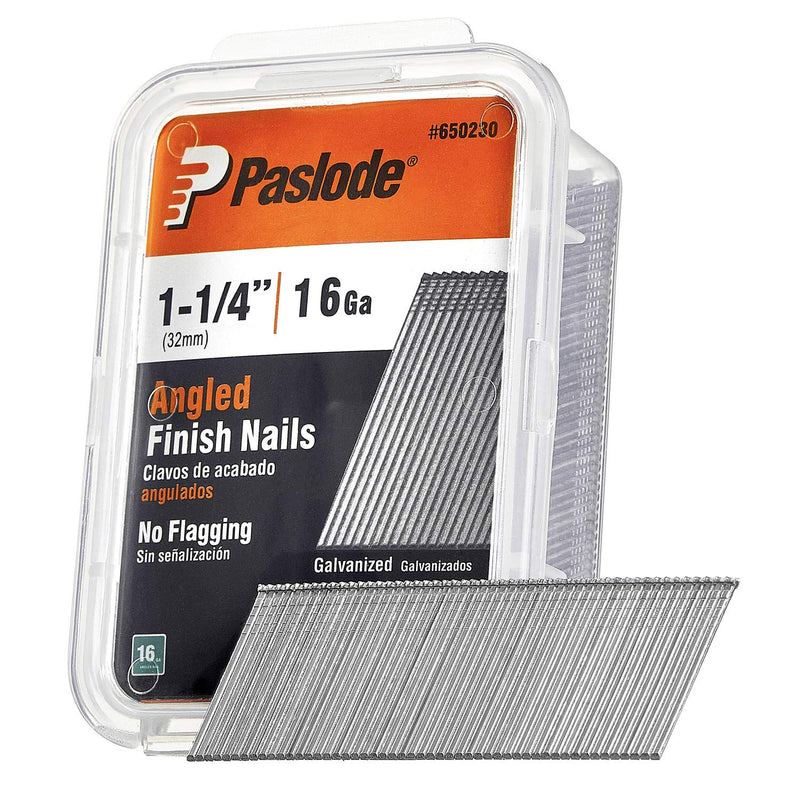 Paslode, Finishing Nail, 650230, 20 Degree Angled Galvanized, 16 Gauge, 2,000 per Box, 1 1/4 inch