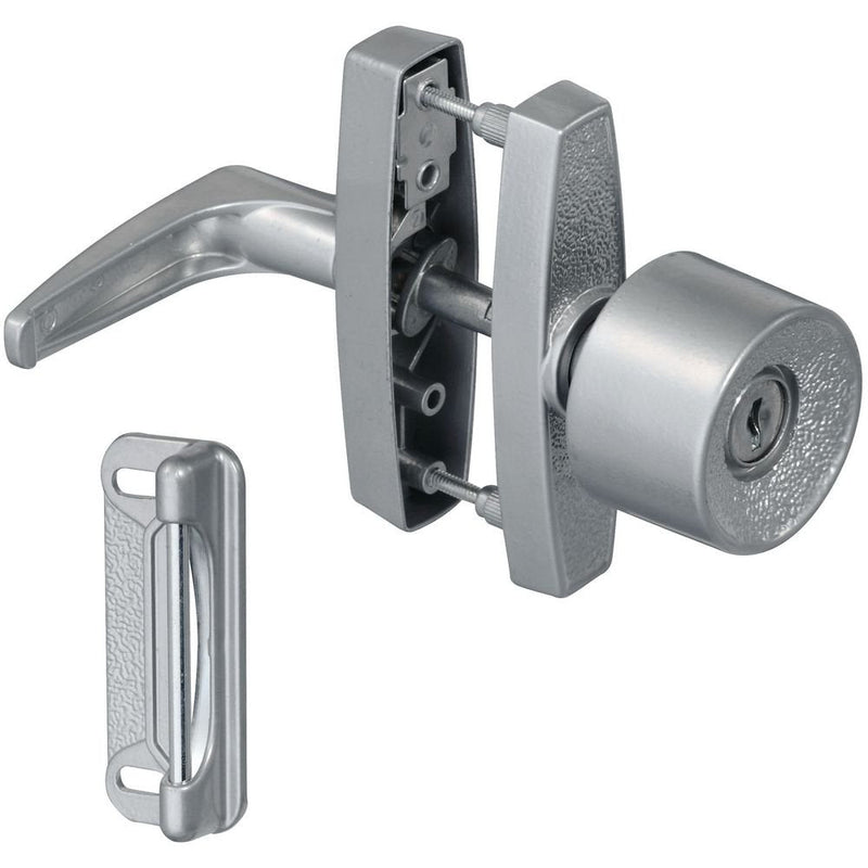 National Hardware N178-822 V1308 Universal Screen Door Handle Knob Latch with Spring Loaded Strike Plate for Storm Door Replacement, Metal Zinc, 1-1/2 1-3/4 3 in Spacing Silver