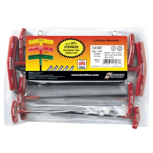 Bondhus 13187 Set of 8 Balldriver and Hex T-handles, sizes 2-10mm One Size
