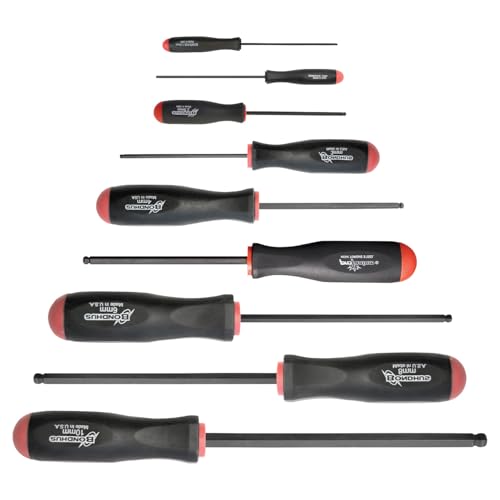 Bondhus 10699 Set of 9 Balldriver Screwdrivers, ProGuard Finish, sizes 1.5-10mm One Size