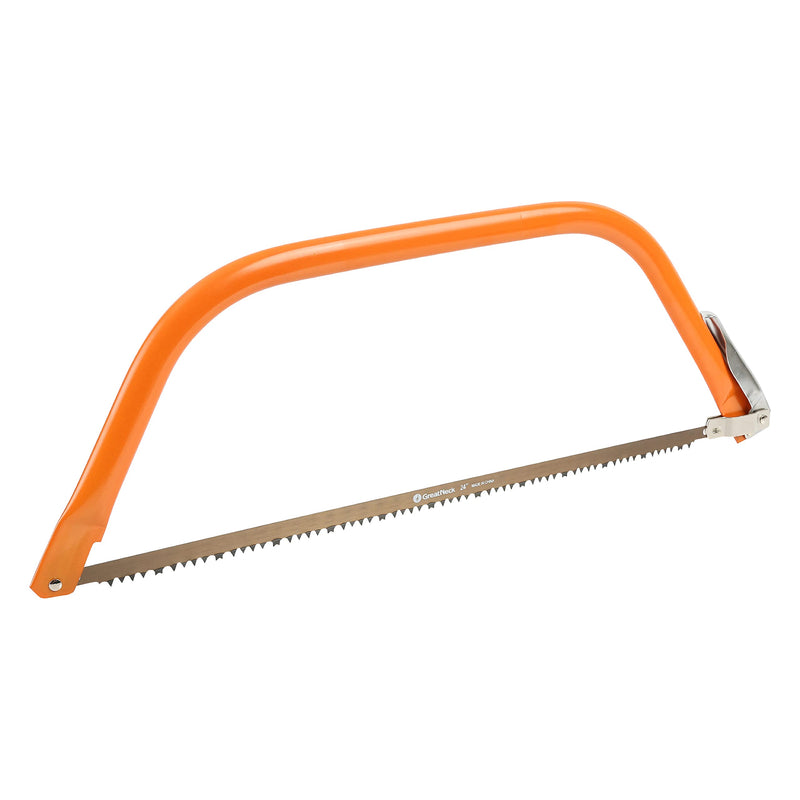 GreatNeck BB24 Bow Saw, 24 Inch Pruning Saw for Brush Clearing and Dry Wood Cutting, Tubular Steel Frame, Chrome Alloy Steel Blade, Quick Blade Tightener Release, Backpacking Gear, Camping Tools