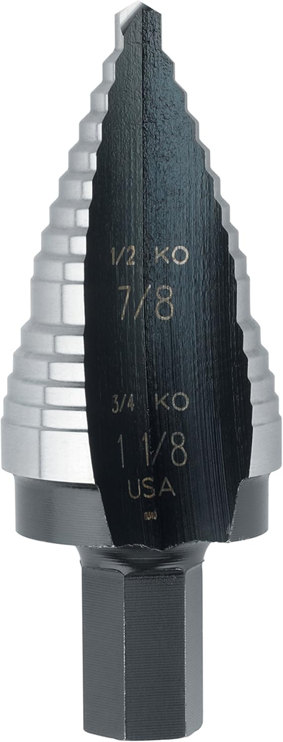 Irwin Tools Unibit #9 7/8-Inch and 1-1/8-Inch Step-Drill Bit, 1/2-Inch Shank (10239) #9 (7/8" + 1-1/8") High Speed Steel