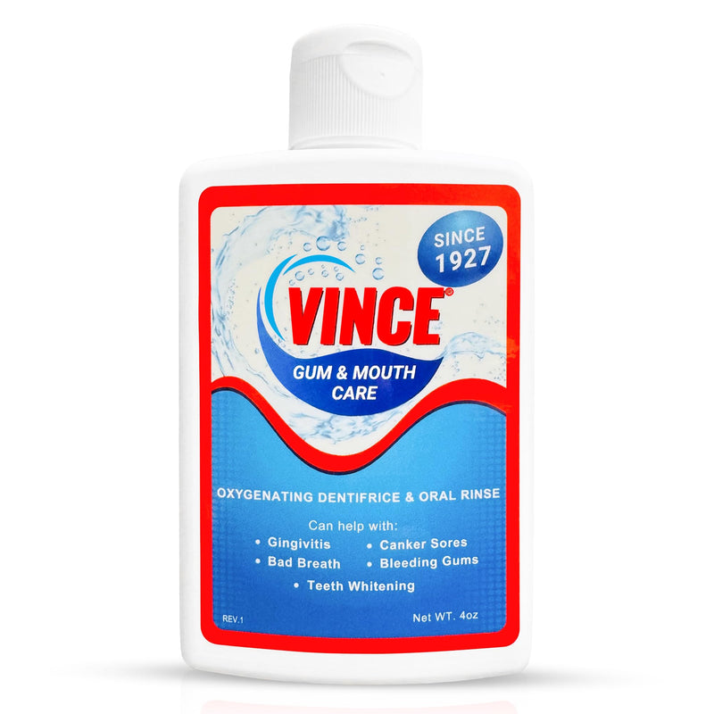 Vince Oxygenating Dentifrice - 2-1 Toothpaste & Mouthwash - Prevents Plaque Buildup - Cavity Prevention - Gingivitis - Bleeding, Receding Gums - Canker Sore - Bad Breath - Inflammation - 4oz 4 Ounce (Pack of 1)