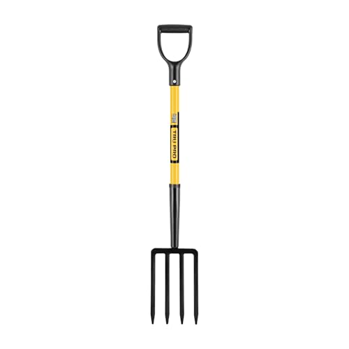 Truper Tru Pro 4-Tine Spading Fork, 30-Inch Heavy-Duty Fiberglass Handle with D-Grip, Professional Forged Steel Digging and Aerating Tool (Model BJ-4F / 30299) Tru Pro - Spading Fork 4-Tine