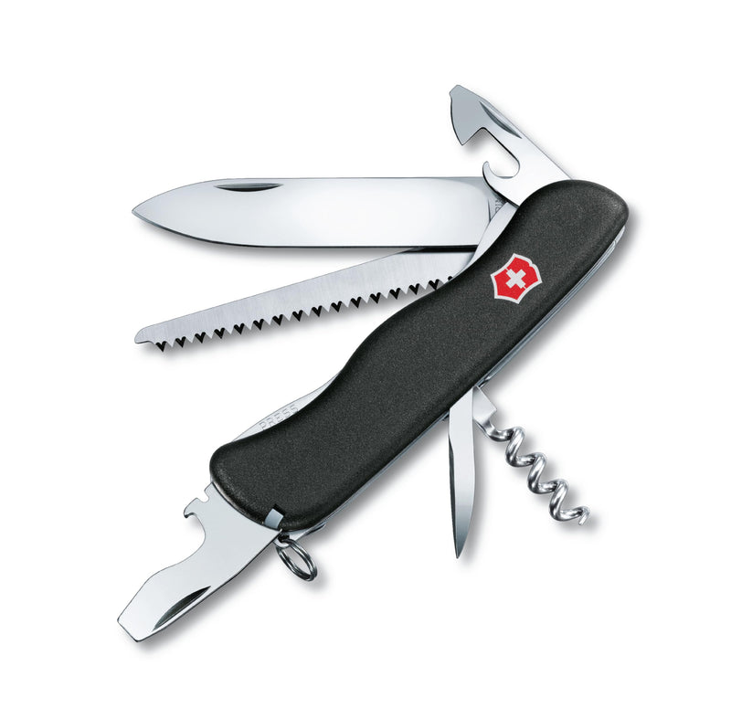 Victorinox Forester Swiss Army Knife, 12 Function Pocket Knife,Black | Swiss made outdoor multi-tool featuring a liner lock system, large blade, reamer, punch, and black finish for forestry
