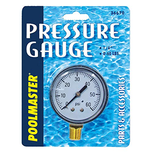 Poolmaster 36670 Pressure Gauge for Swimming Pool or Spa Filter, 1/4-Inch, Bottom Mounted Thread Bottom Mount