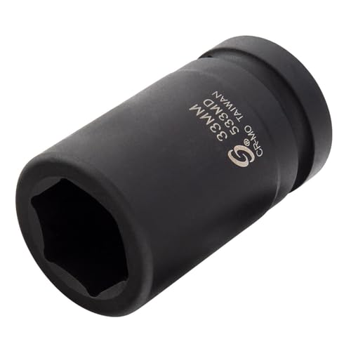 SUNEX TOOLS 533MD, 1 Inch Drive, 33mm Deep Impact Socket, Cr-Mo Steel, Radius Corner Design, Chamfered Opening, Dual Size Markings 1"Dr 33mm Deep Impact Socket, 1 PC