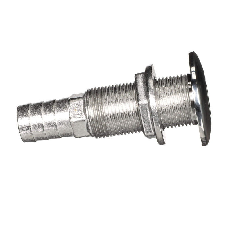 Attwood 66547-3 Stainless Steel Straight Thru-Hull Valve Fitting, Barbed, Standard Length, for 3/4-Inch Interior Diameter Hose One Size