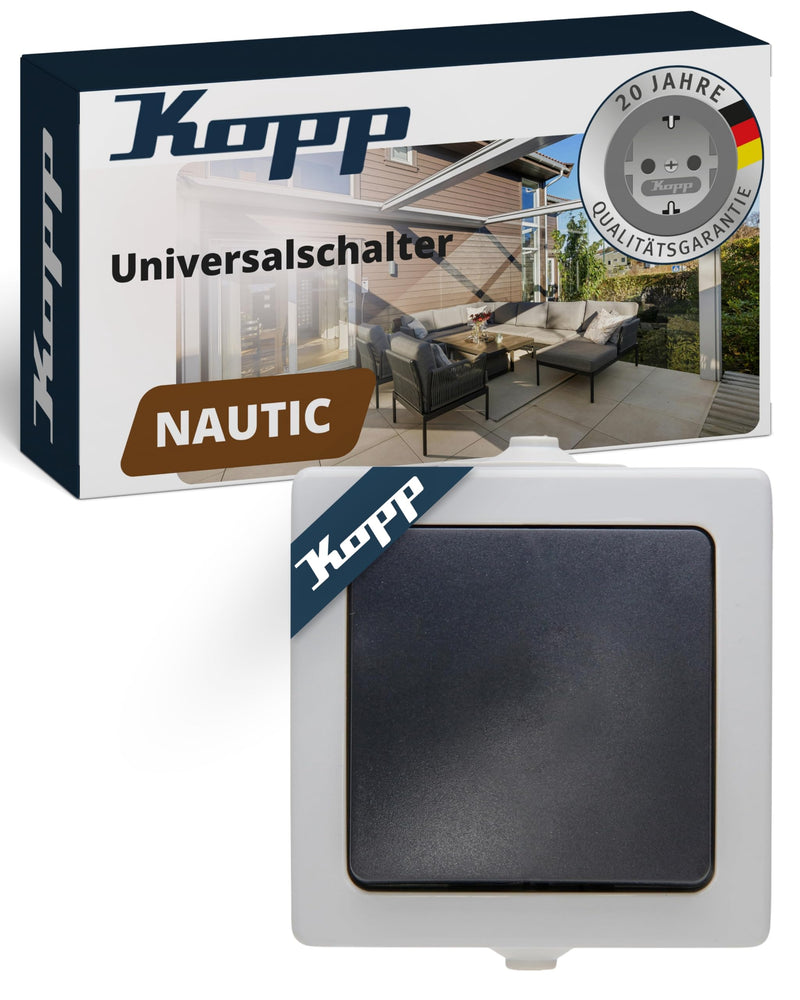 Kopp Nautic Universal Switch Of / Toggle Switch Surface-Mounted, Wet room, Nautic, 565656001 gray off-toggle switch