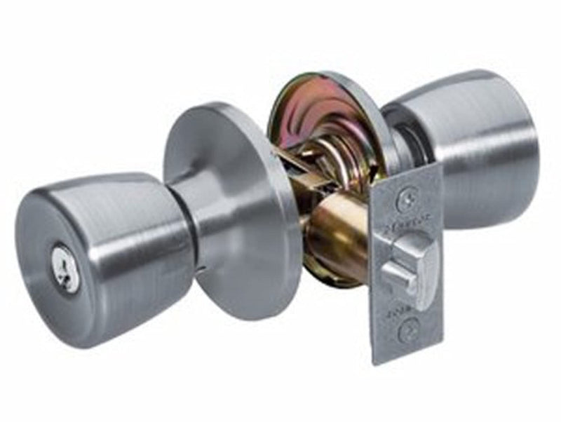 Master Lock TUO0115 Tulip Door Knob with Lock, Satin Nickel Entry 1 Pack