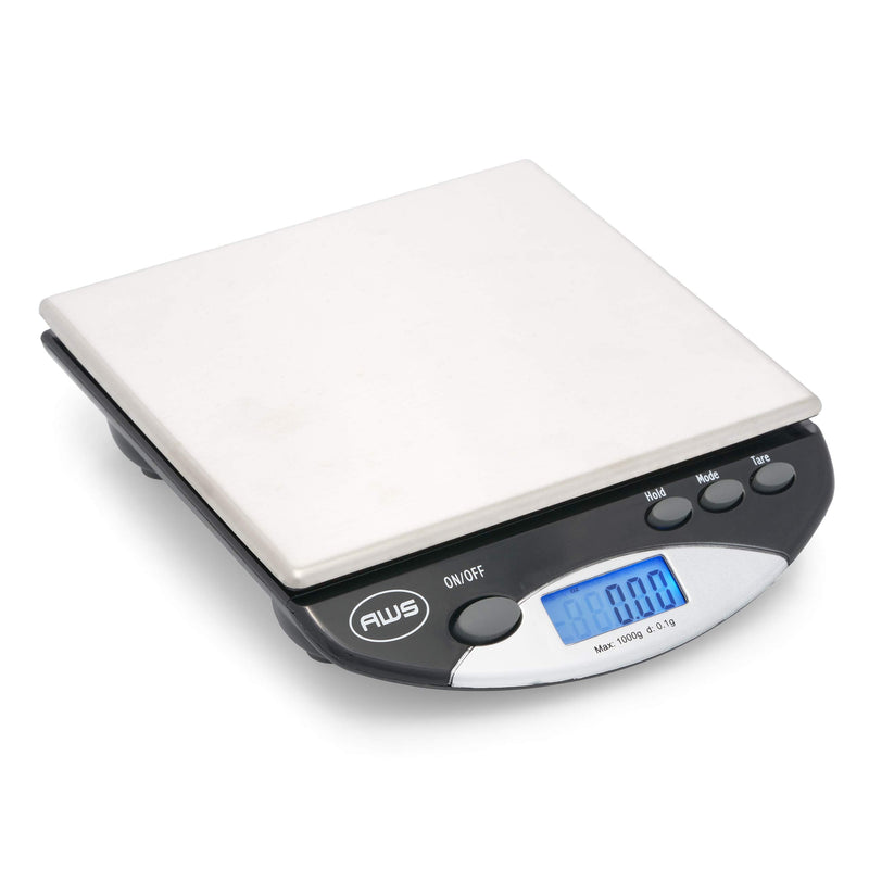 American Weigh Scales Bench Series Precision Digital Kitchen Weight Scale, Food Measuring Scale, 1kg x 0.1g, AMW-1000-BLK