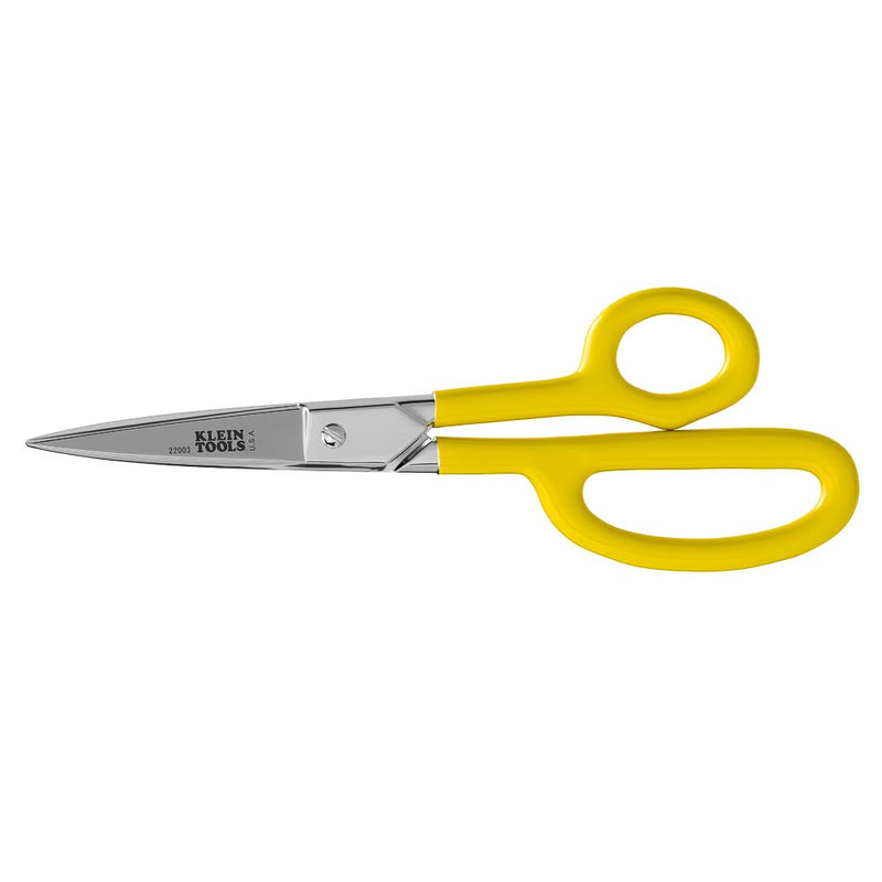 Klein Tools 22003 Premium Forged High-Leverage Utility Shear, Made in USA, 8-Inch Heavy-Duty Scissors with Serrated Edge and Extended High-Leverage Handles, Cuts Rubber, Light Metals, Insulation