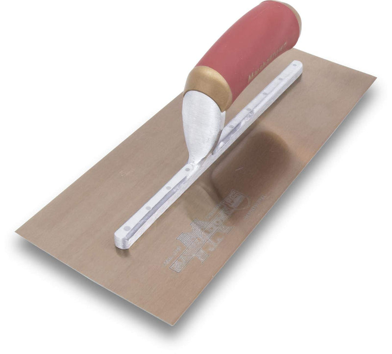 MARSHALLTOWN PermaShape Finishing Trowel, 13 x 5 Inch Broken-In Golden Stainless Steel Concrete Tool, Assembled in USA, PB13GSD