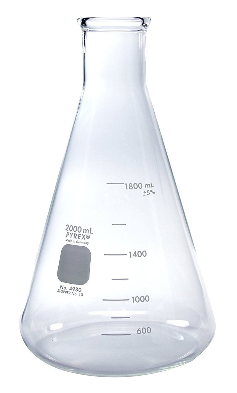 Flask, ERLENMEYER Narrow Mouth ~ PYREX Glass 2L SINGLE STANDARD