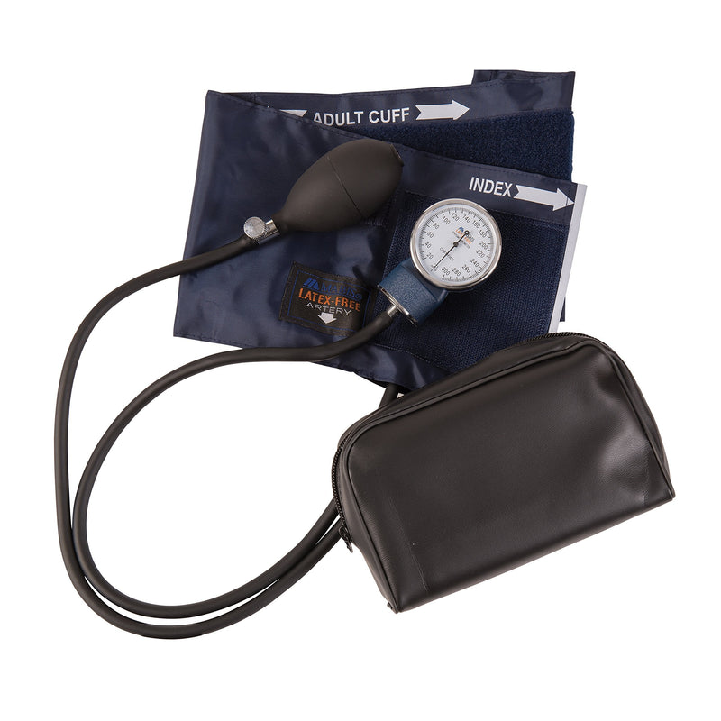 MABIS Precision Series Aneroid Sphygmomanometer Manual Blood Pressure Set with Calibratrated Nylon Cuff and Carrying Case, Adult, Latex Free