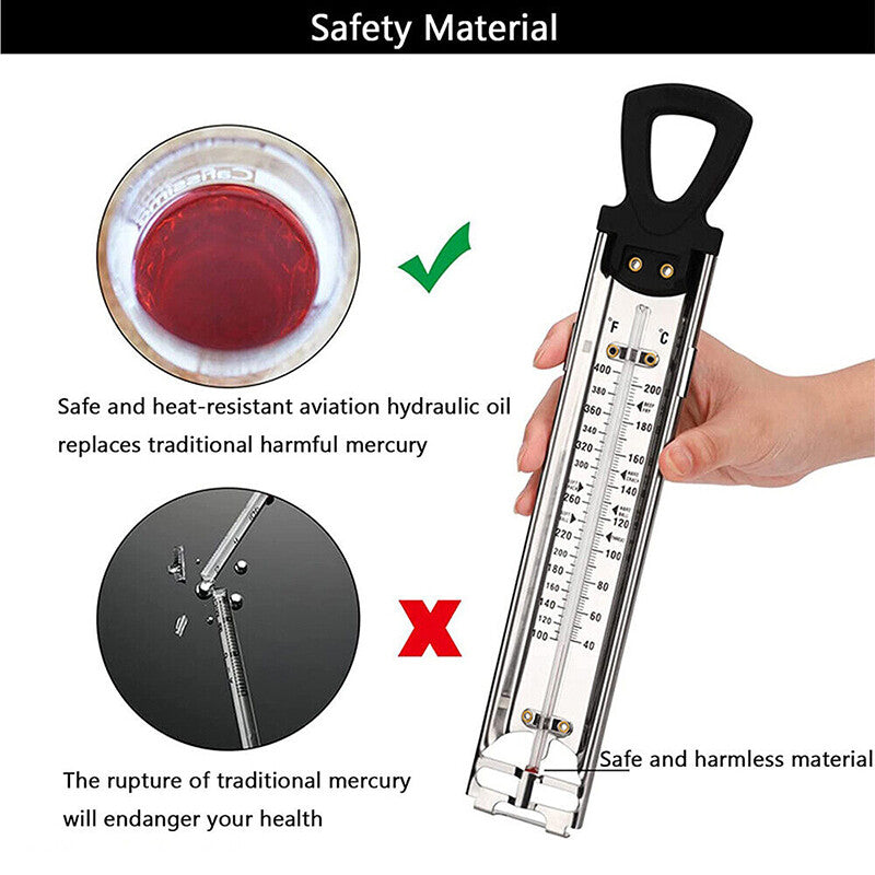 Polder Candy/Jelly/Deep Fry Thermometer Stainless Steel with Pot Clip Silver