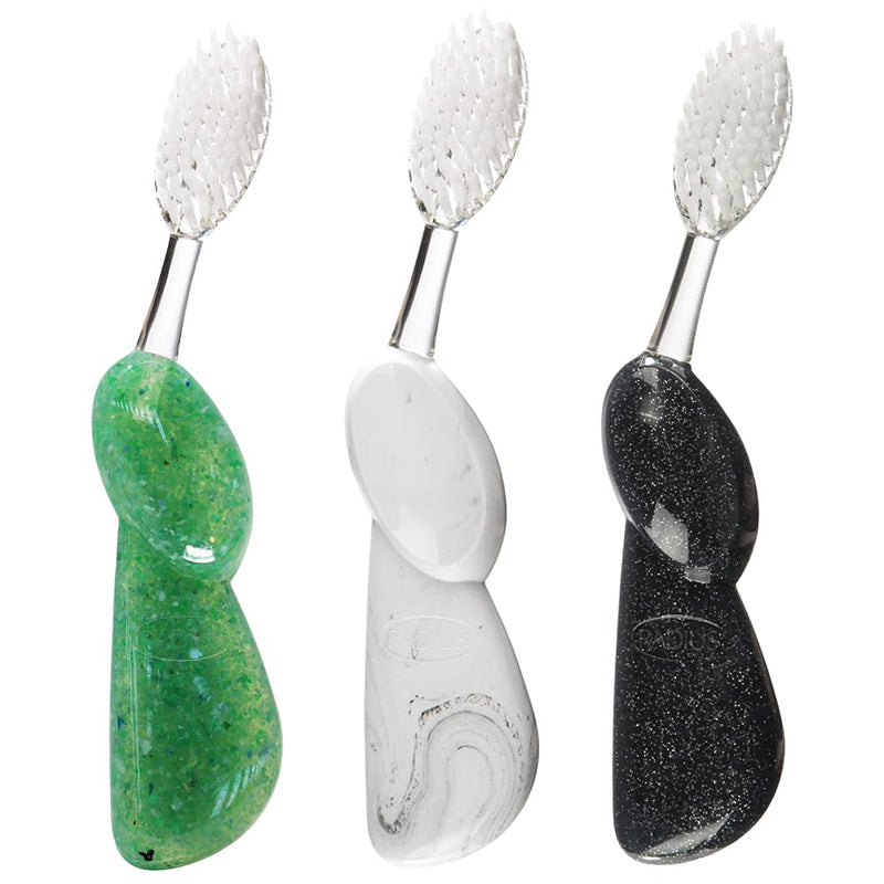 RADIUS Big Brush BPA Free & ADA Accepted Toothbrush Designed to Improve Gum Health & Reduce Gum Issues - Right Hand - Midnight Sky/ Marble/ Soda Pop Eco Grind - 3 count (pack of 1) Midnight Sky/Marble/Soda Pop Eco Grind 1 Count (Pack of 3)