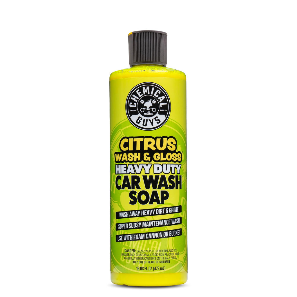 Chemical Guys CWS_301_16 Citrus Wash & Gloss Foaming Car Wash Soap (Works with Foam Cannons, Foam Guns or Bucket Washes) Safe for Cars, Trucks, Motorcycles, RVs & More, 16 fl oz, Citrus Scent 16 Fl Oz (Pack of 1)