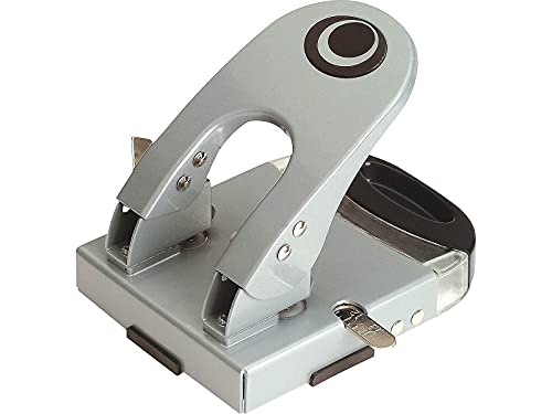 Officemate Deluxe 2-Hole Punch with Chip Drawer, 50 Sheet Capacity, Silver/Navy (90101)