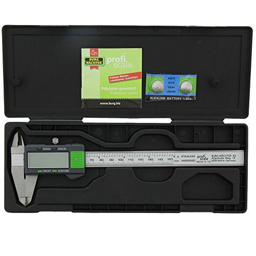BURG-WÄCHTER Digital caliper with transport box, measuring accuracy 0.01 mm, RECISE PS 7215, gray / green Single