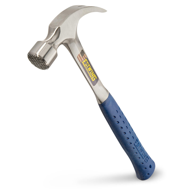 ESTWING Framing Hammer - 22 oz USA Made Curved Claw Hammer with Milled Face & Shock Reduction Grip - E3-22CMR