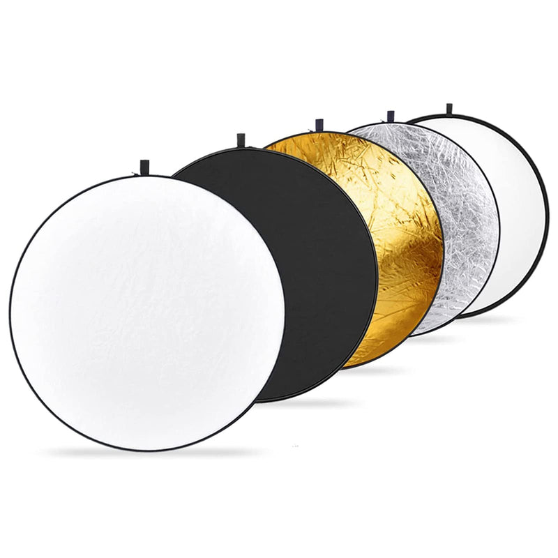 NEEWER 43 Inch/110 Centimeter Light Reflector Diffuser 5 in 1 Collapsible Multi Disc with Bag - Translucent, Silver, Gold, White, and Black for Studio Photography Lighting Outdoor 110cm