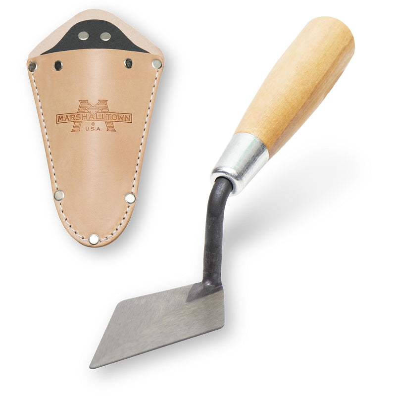 Marshalltown Archaeology Pointing Trowel, 4 x 2 Inch, Wood Handle, Leather Holster, London Style, Assembled in USA, ATH114S One Size