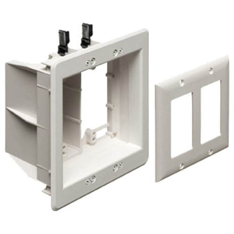 Arlington TVBU505-1 Recessed TV Box Wall Plate Kit Paintable 2-Gang, White Plastic 2 Gang
