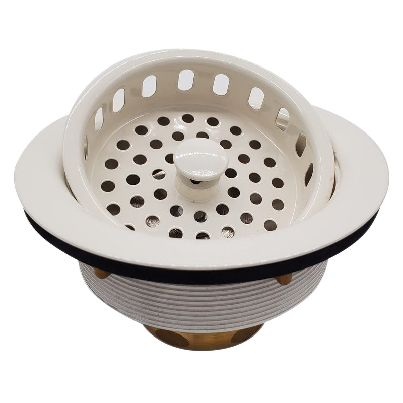 Westbrass D214-51 3-1/2" Post Style Large Kitchen Sink Basket Strainer, Powder Coat Almond 1 Pack