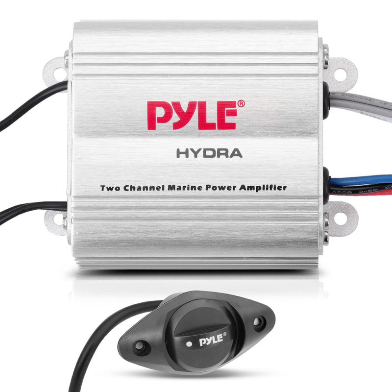 Pyle Hydra Marine Amplifier - Upgraded Elite Series 400 Watt 2 Channel Micro Amplifier - Waterproof, GAIN Level Controls, RCA Stereo Input, 3.5mm Jack & Volume Control (PLMRMP1A) White