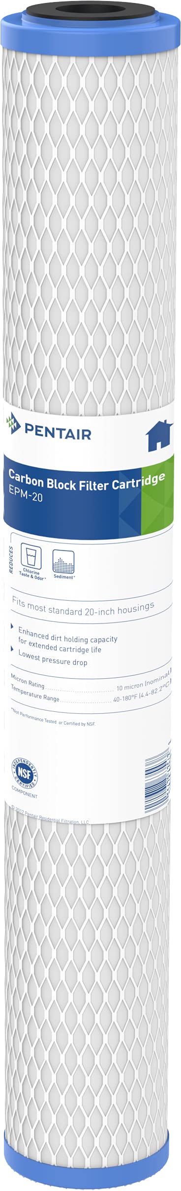 Pentair Pentek EPM-20 Carbon Water Filter, 20-Inch, Whole House Modified Epsilon Carbon Block Replacement Cartridge with Bonded Powdered Activated Carbon (PAC) Filter, 20" x 2.5", 10 Micron 20" x 2.5" Pack of 1