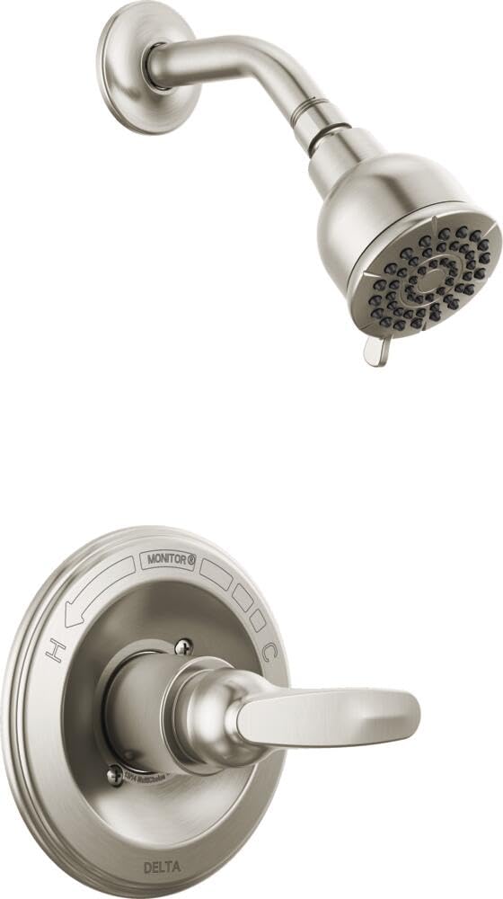 Delta Foundations 13 Series 2-Spray Shower Faucet Set, Brushed Nickel Shower Head and Handle Set, Valve Trim Kit, Stainless BT13210-SS (Valve Not Included) 3.5 Inch