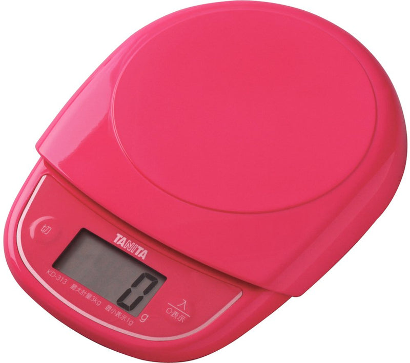 Tanita KD-313 PK Cooking Scale, Kitchen Scale, Cooking, Made in Japan, Digital, 6.6 lbs (3 kg), 0.4 oz (1 g) Unit, Pink Single Item 1 g unit