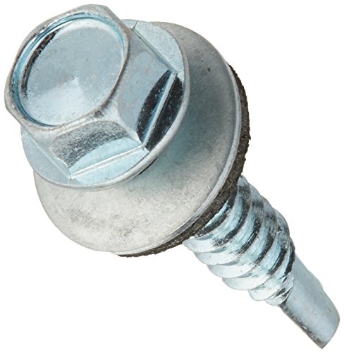 Hillman 561053 1/4-14-Inch x 1-1/4-Inch Washer Head Neoprene Washer Self Drilling Screw, 100-Pack