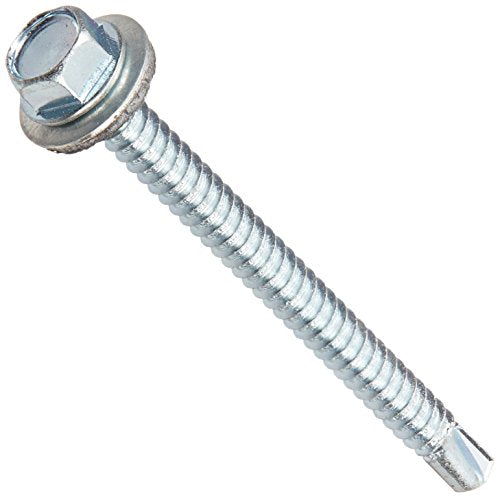 Hillman 561065 1/4-14-Inch x 3-Inch Washer Head Neoprene Washer Self Drilling Screw, 50-Pack