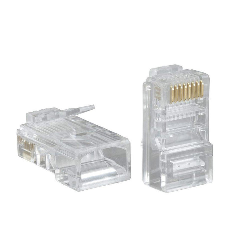 Cmple - Cat5e Connectors RJ45 Modular Pugs Crimp for Solid and Standard Network Ethernet Cable 8P8C LAN - 100 Pack Cat5e Regular Clear