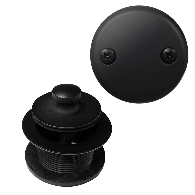 Westbrass Twist & Close Tub Trim Set with Two-Hole Overflow Faceplate, Matte Black, D94-2-62 1-Pack