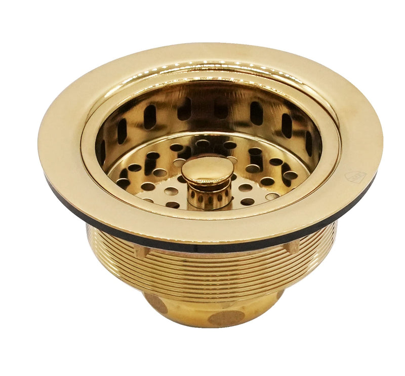Westbrass D214-01 3-1/2" Post Style Large Kitchen Sink Basket Strainer, Polished Brass 1-Pack