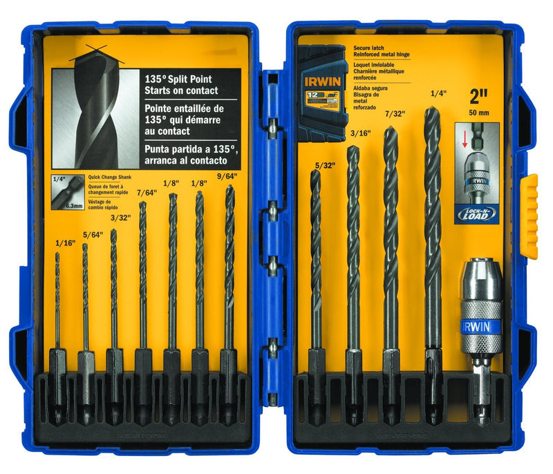 IRWIN Tools Black Oxide Hex Shank Drill Bit, 5/64-Inch (4935643) 12pc Set