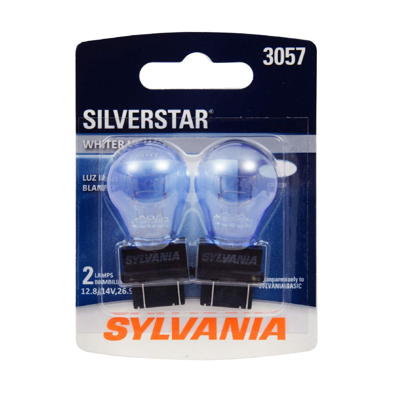 SYLVANIA - 3057 SilverStar Mini Bulb - Brighter and Whiter Light, Ideal for Daytime Running Lights (DRL) and Back-Up/Reverse Lights (Contains 2 Bulbs)