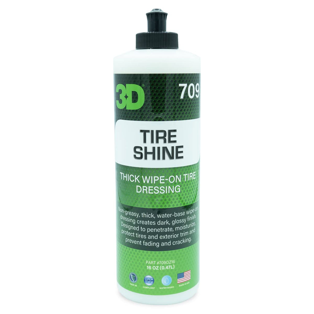 3D Tire Shine - No Grease, No Mess Tire Dressing - Thick, Water-Based Formula Easy Application 16oz 16oz.