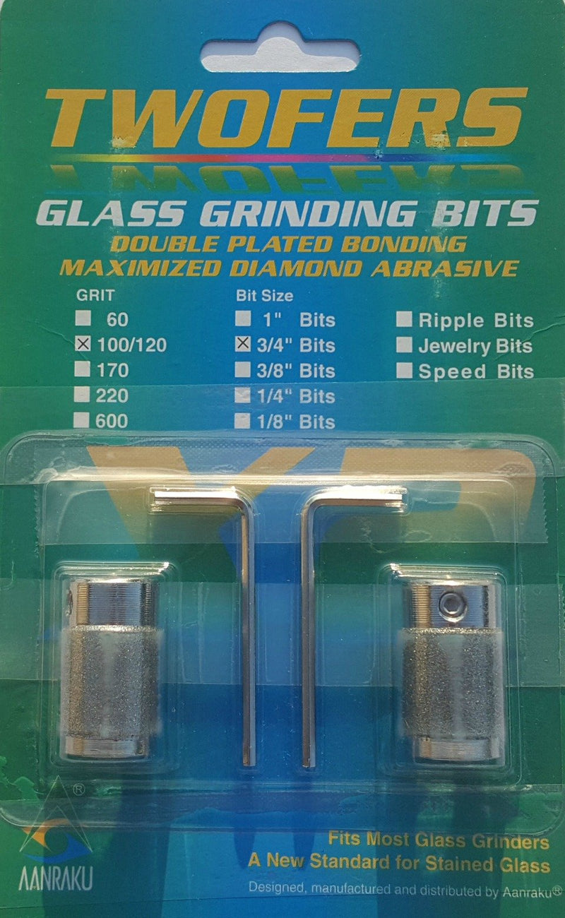 Aanraku 3/4" TWOFERS 2 Grinder Bit - 100/120 Regular grit Great for Stained and Fused Glass