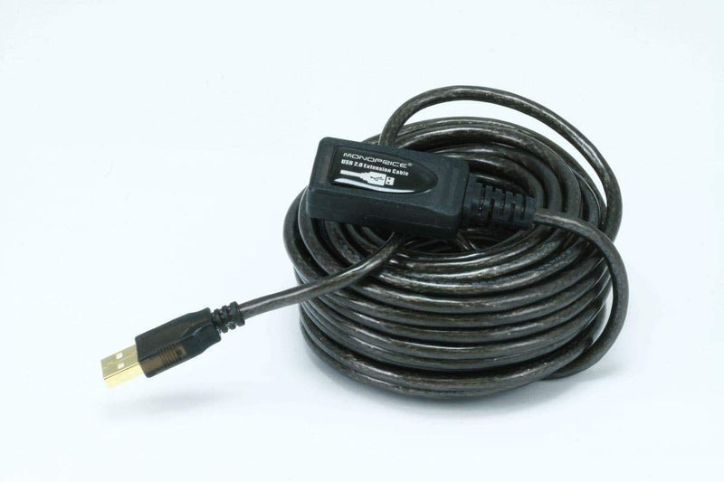 Monoprice USB 2.0 Male to Female Active Extension/Repeater Cable - Use with PlayStation, Xbox, Kinenct, Oculus VR, USB Flash Drive, Card Reader, Hard Drive, Keyboard, Printer, Camera, 32 Feet