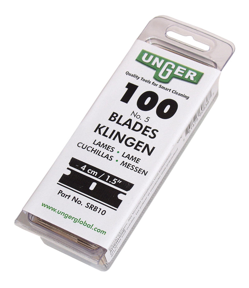 Unger Commercial Safety Scraper Replacement Blades #9 (SRB10) – Box of 100 4-Inch High-Performance Blades for Professional Safety Scrapers – Ideal for Removing Paint, Adhesives