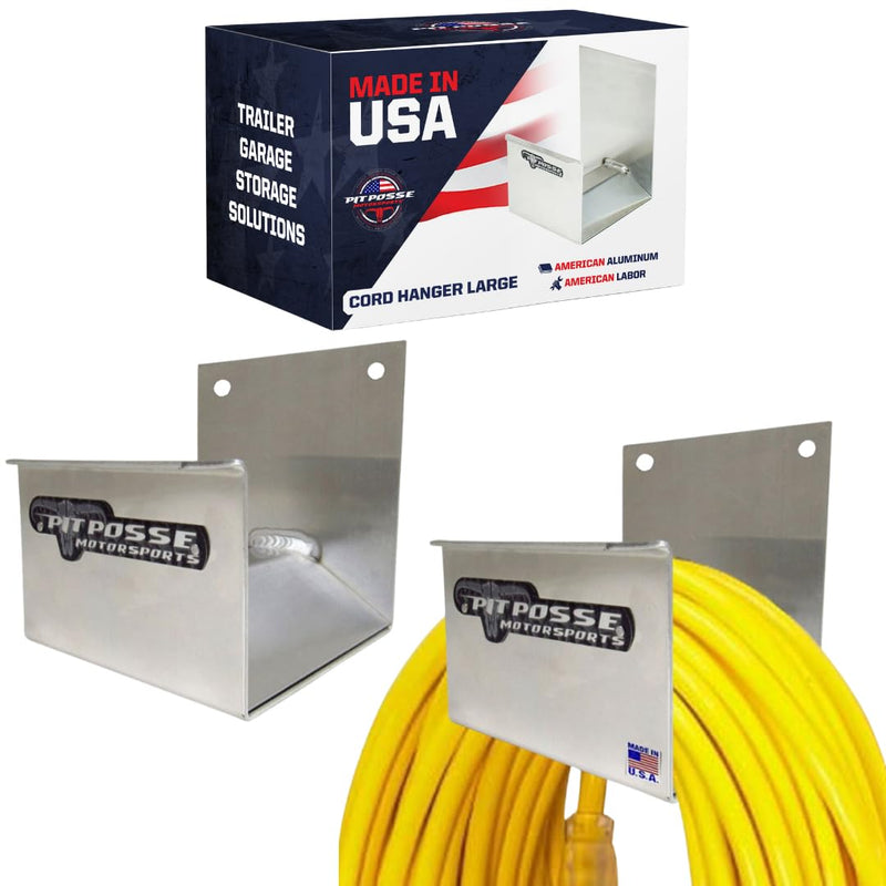Pit Posse 463 Cord Hose Hanger Organizer for Enclosed Race Trailer Garage Shop - Made in USA - Aluminum Wall Holder Hook Storage Shelf 4.5 x 5 x 5-5 Year Warranty (Silver) Silver