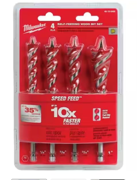 MILWAUKEE ELEC TOOL 48-13-0400 4Pc WD Bit Spd Feed Set,