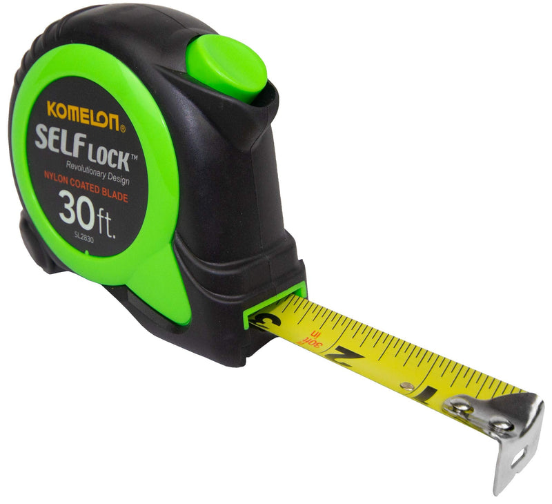 Komelon 30-FT Tape Measure with Self Locking Blade, Retractable (SL2830) 9.1 m Komelon Self Lock Retraction Control